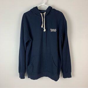 Samuel Adams Mens XL Sweatshirt Hoodie Blue 3-Button Pullover Embroidered Logo